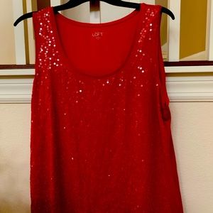 Womens Sequined Red Top, size XL